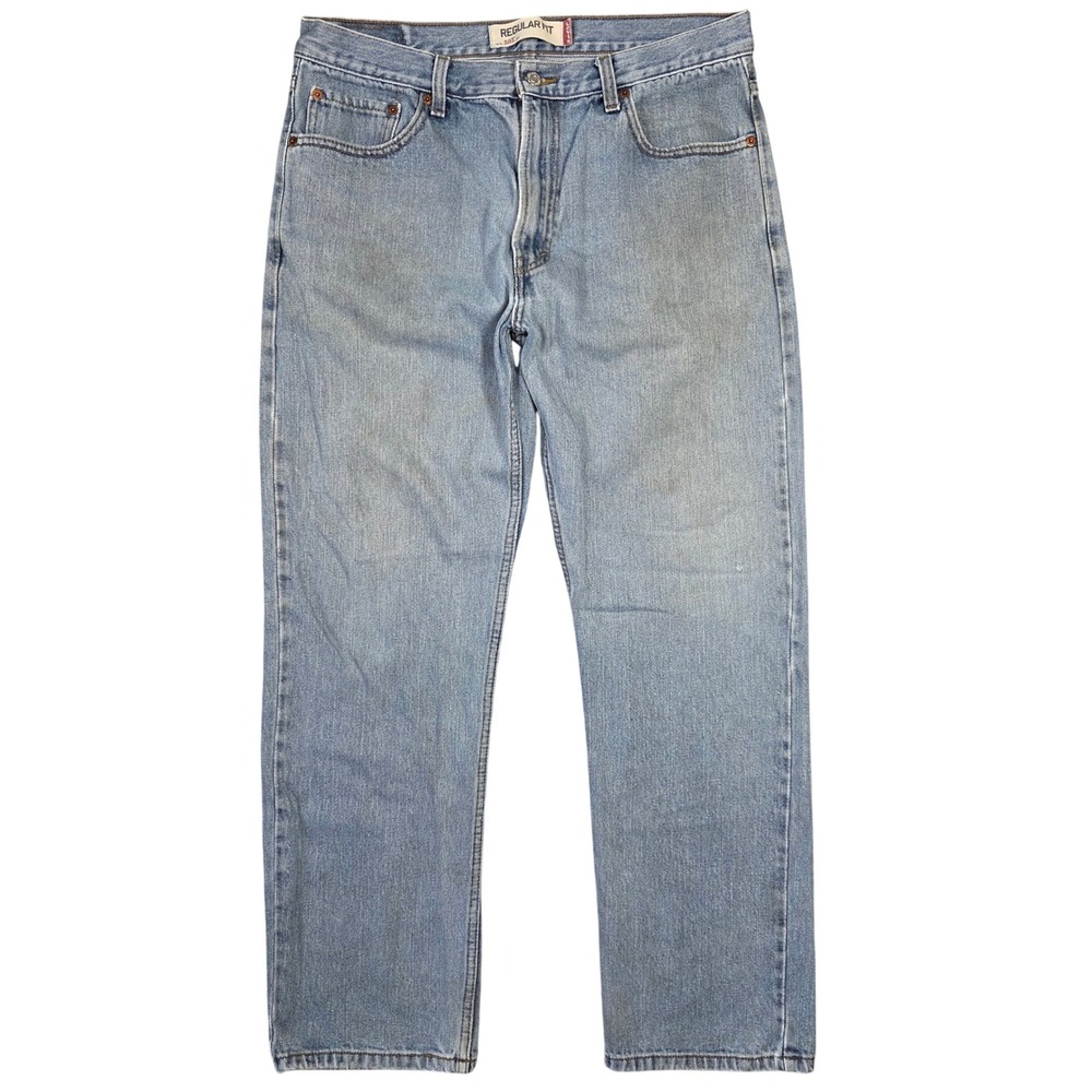 Levis 505 Regular Fit Men Jeans Light Wash Blue Denim Straight Leg 36x32 Western